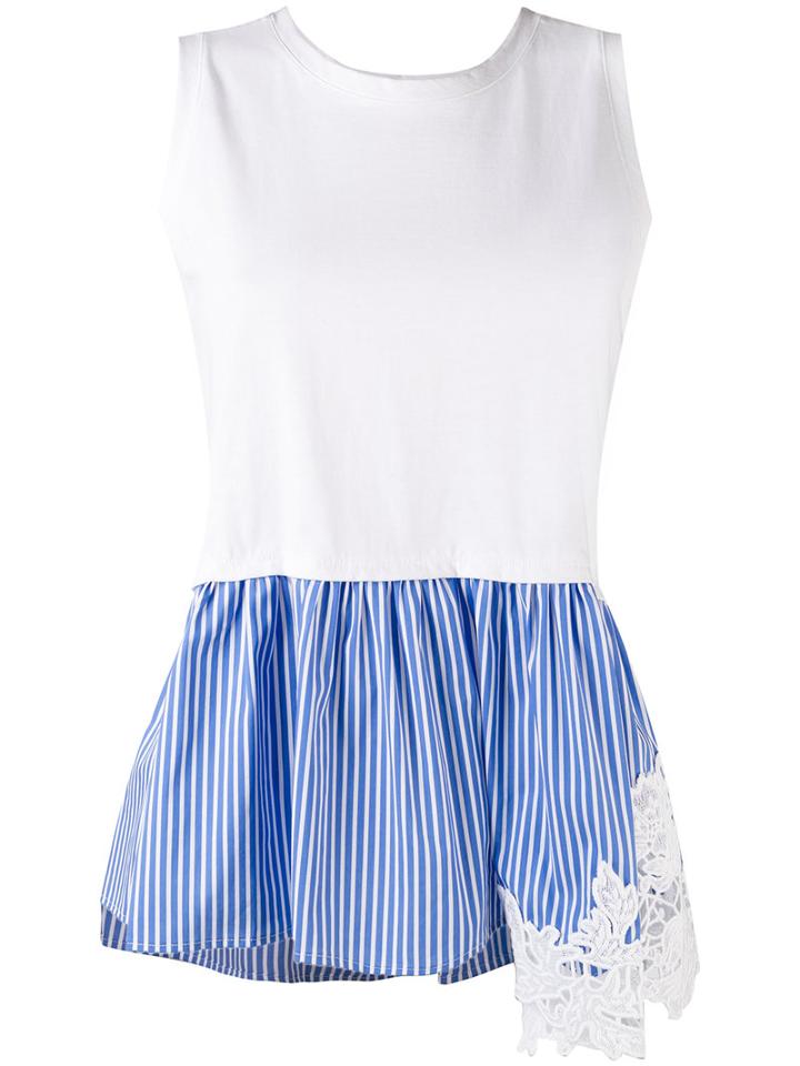 P.a.r.o.s.h. - Poplin-panelled Top - Women - Cotton - S, White, Cotton