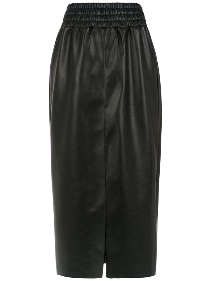 Framed Straight Fit Midi Skirt - Black