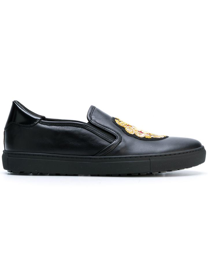 Roberto Cavalli Logo Patch Loafers - Black