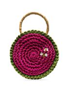 My Beachy Side Pink Small Knitted Bee Embroidered Circle Bag