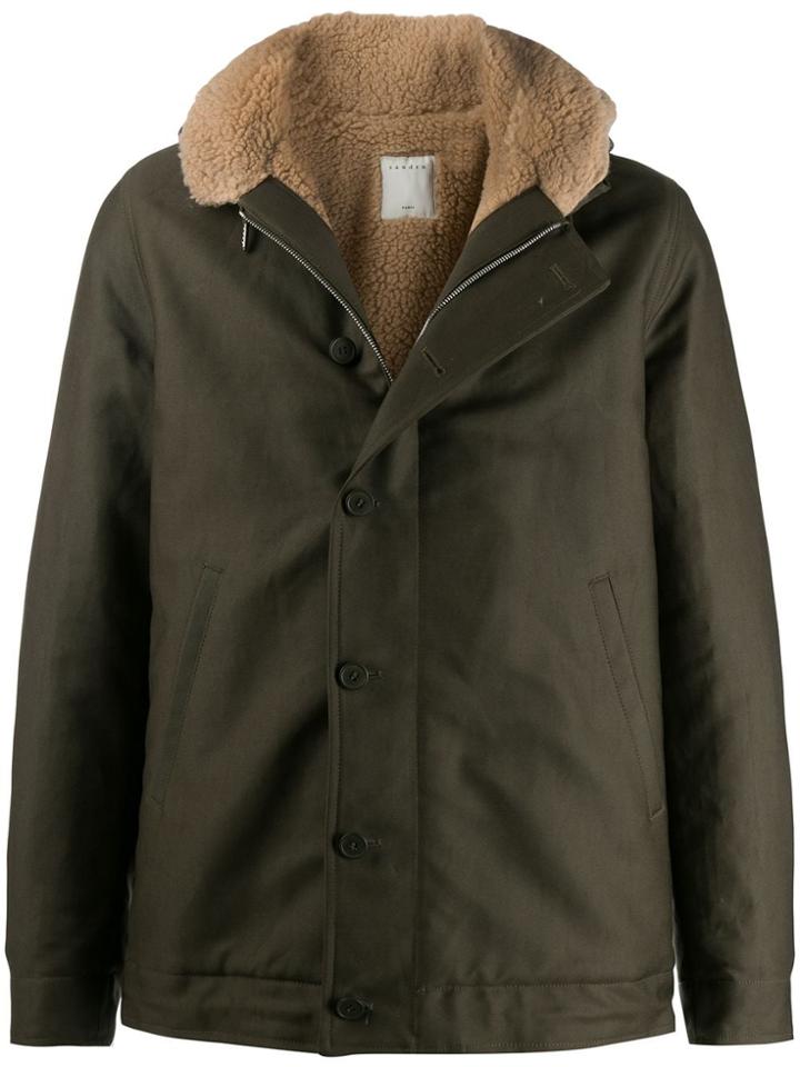 Sandro Paris Hooded Single-breasted Jacket - Green