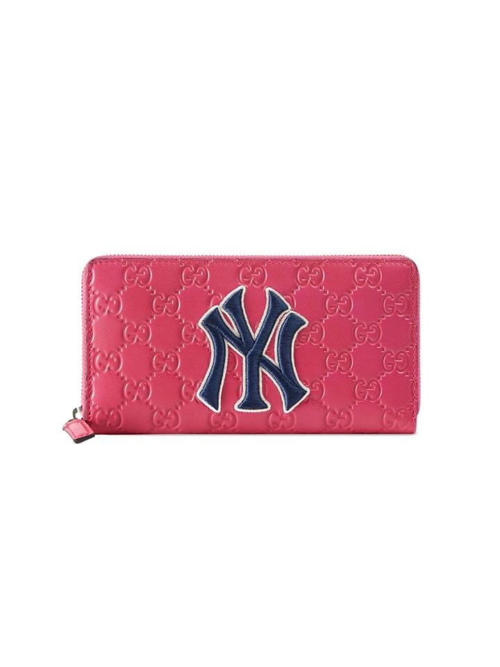 Gucci Zip Around Wallet With Ny Yankees&trade; Patch - Pink