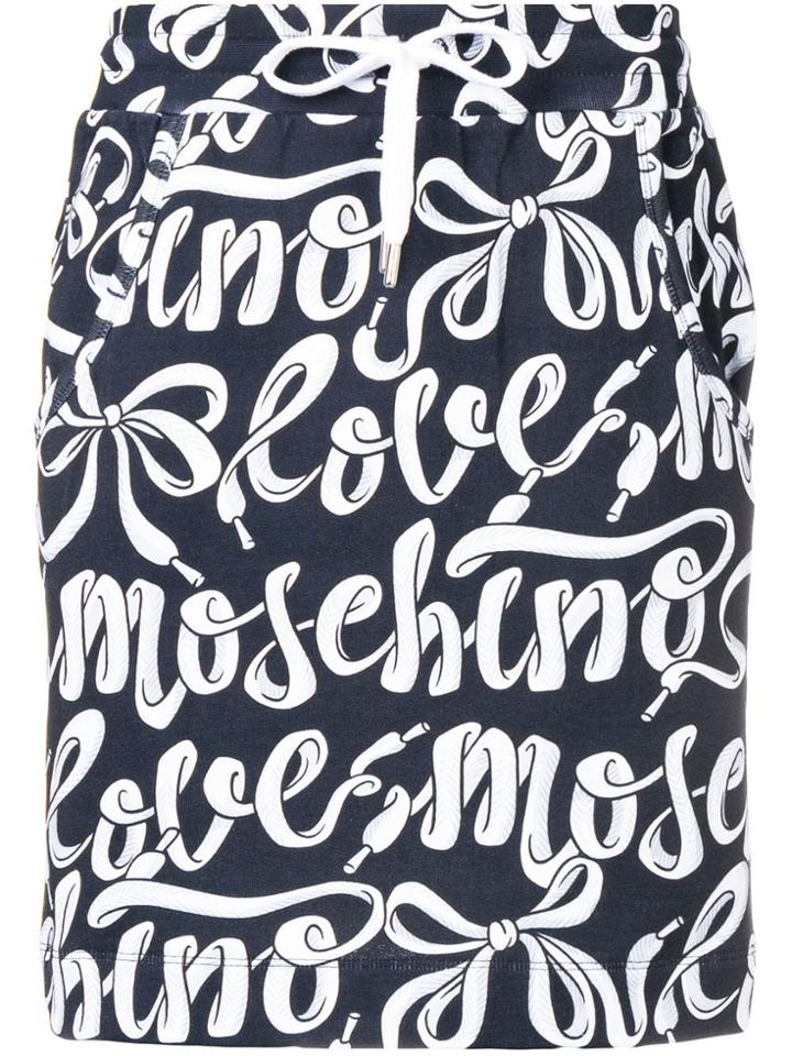 Love Moschino High Waisted Logo Print Skirt - Black