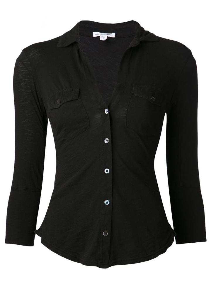 James Perse Button Down Shirt, Women's, Size: 3, Black, Cotton