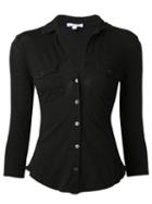 James Perse Button Down Shirt, Women's, Size: 3, Black, Cotton