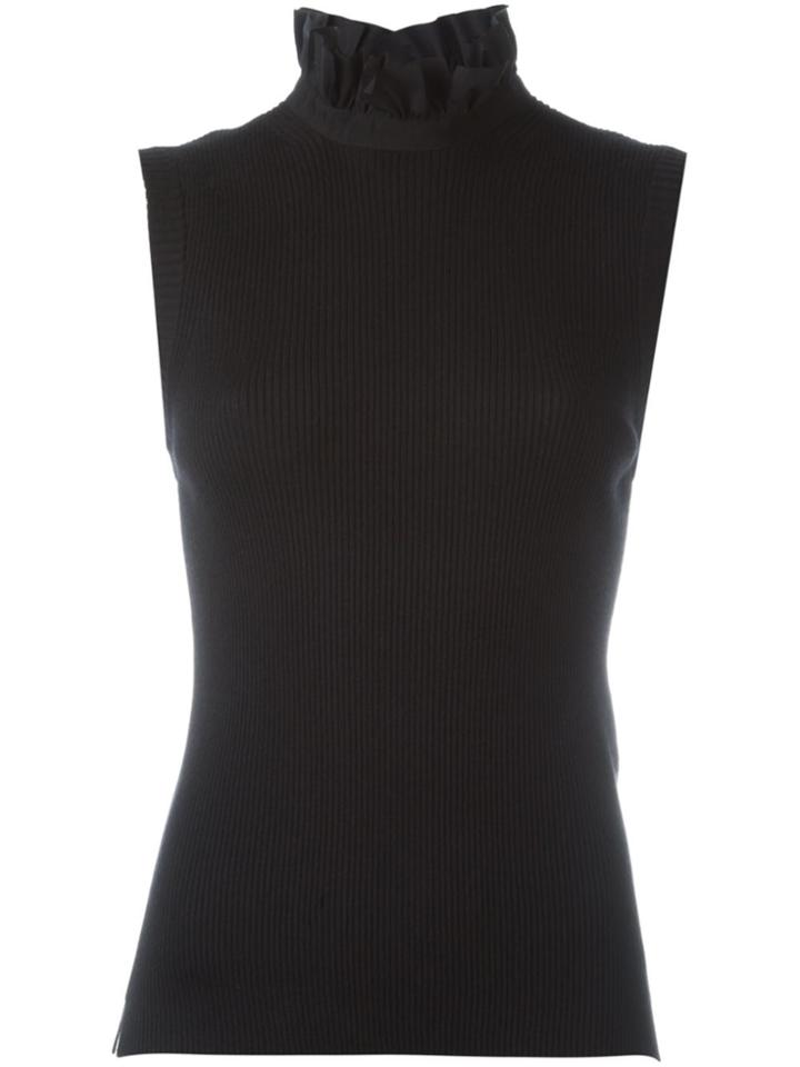 Fendi Ruffled Collar Knit Top - Black