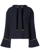 Mother Of Pearl Gold Chain Trim Hoodie - Blue
