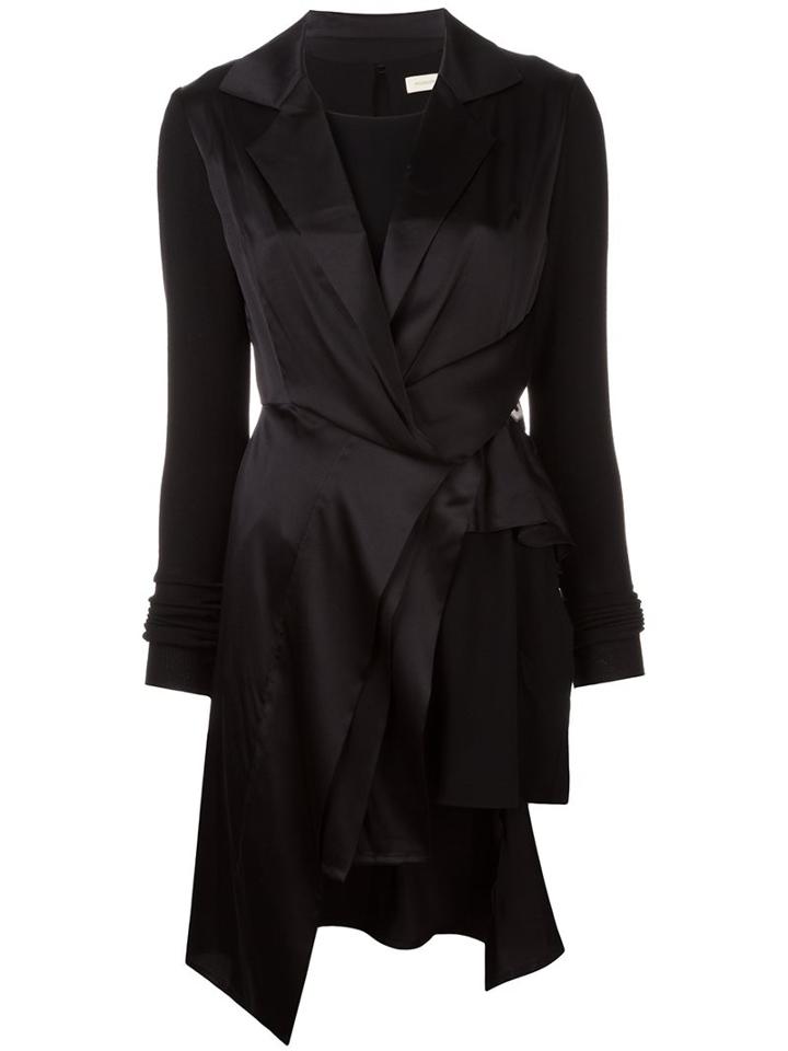 Wunderkind Peaked Lapel Draped Dress, Women's, Size: 34, Black, Silk/spandex/elastane/virgin Wool