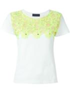 Emanuel Ungaro Yellow Flower Motif T-shirt, Women's, Size: 44, White, Cotton