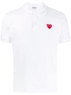 Comme Des Garçons Play Logo Patch Polo Shirt - White