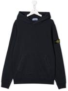 Stone Island Junior Faded Pullover Hoodie - Blue