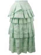 Ermanno Scervino - Frill Layered Skirt - Women - Ramie/polyamide - 44, Women's, Green, Ramie/polyamide