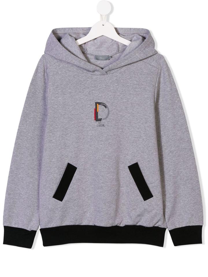 Baby Dior Teen D Is For Dior Printed Hoodie - Grey