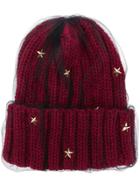 Ca4la Star Embellished Knitted Hat - Red