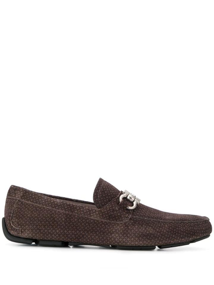 Salvatore Ferragamo Gancini Bit Driving Loafers - Brown