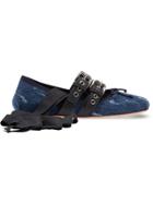 Miu Miu Belted Denim Ballerinas - Blue