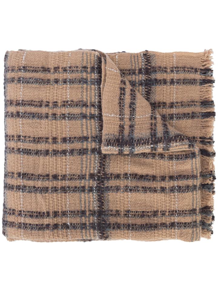 Fabiana Filippi Striped Frayed Scarf - Brown
