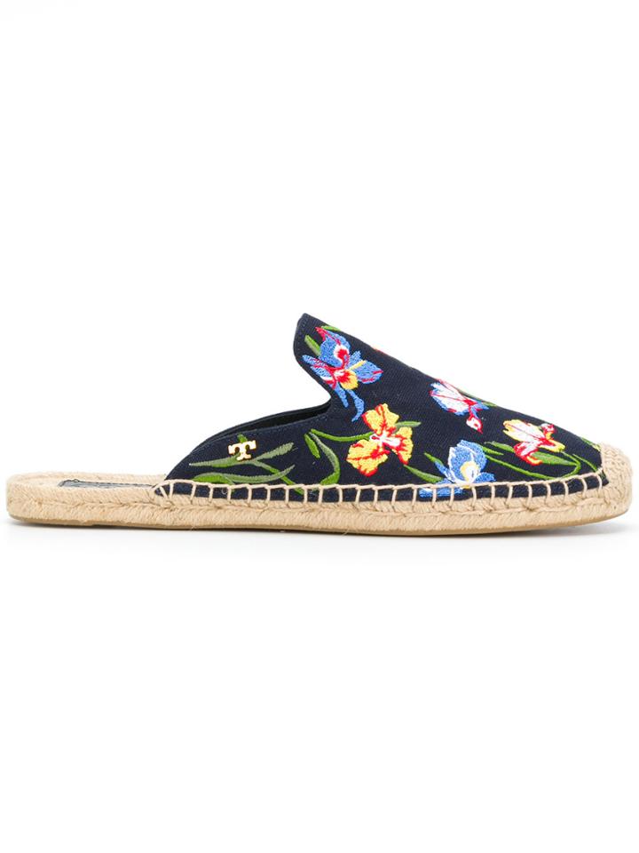 Tory Burch Max Embroidered Espadrille Slides - Blue