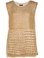 Voz Sleeveless Knitted Top - Brown