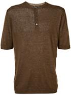 Eleventy Buttoned Neck T-shirt, Men's, Size: Xl, Brown, Linen/flax