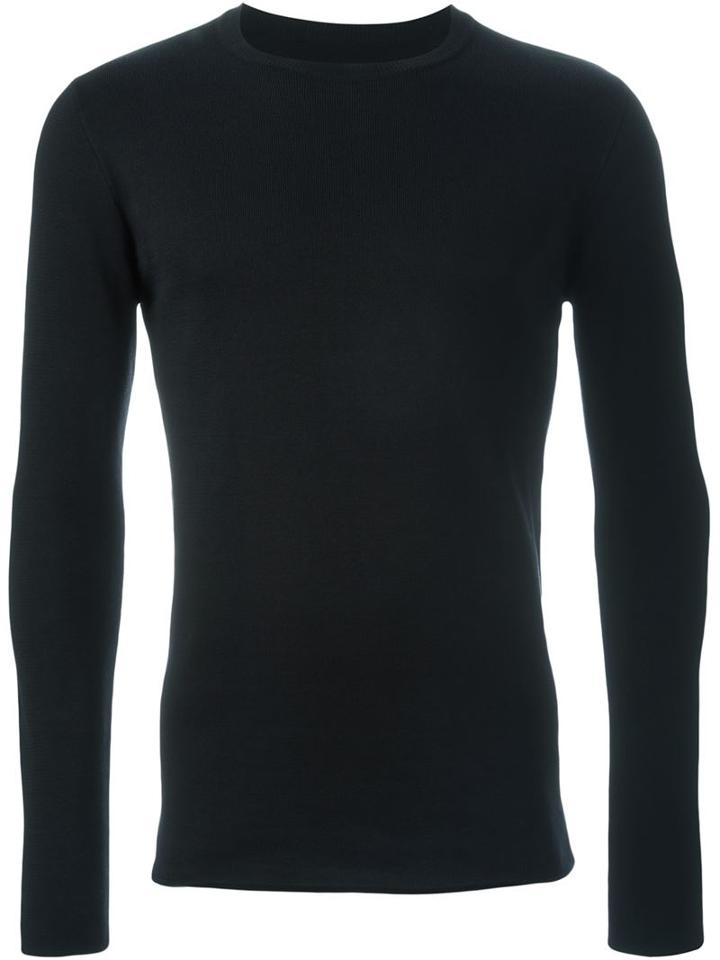 Kris Van Assche Long Sleeve Textured 'milano' Jumper, Men's, Size: Medium, Black, Cotton