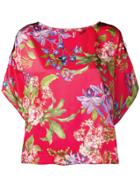 Liu Jo Lace Trim Floral Top - Red