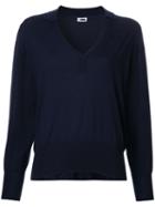 H Beauty & Youth V Neck Sweatshirt, Women's, Blue, Cotton/silk