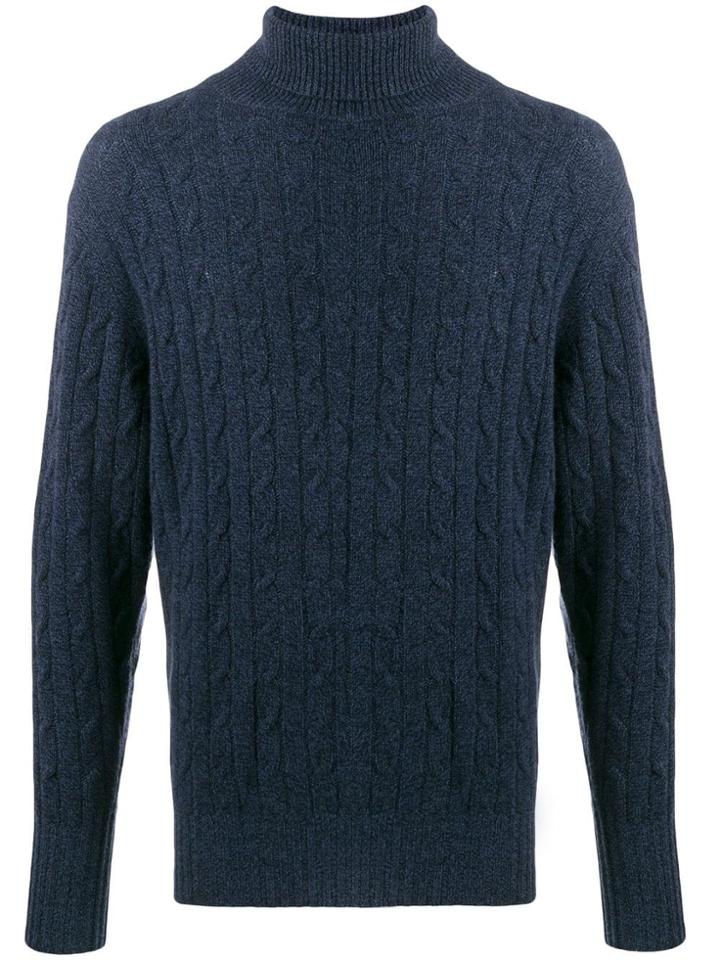 N.peal Cable Roll-neck Jumper - Blue