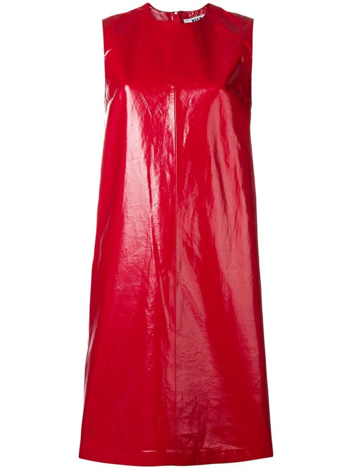 Msgm Tie-waist Patent Dress - Red