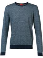 Isaia Crew Neck Jumper, Men's, Size: Medium, Blue, Cotton/linen/flax