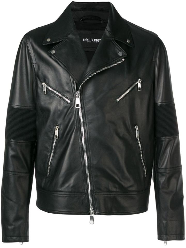 Neil Barrett Knit Detail Biker Jacket - Black