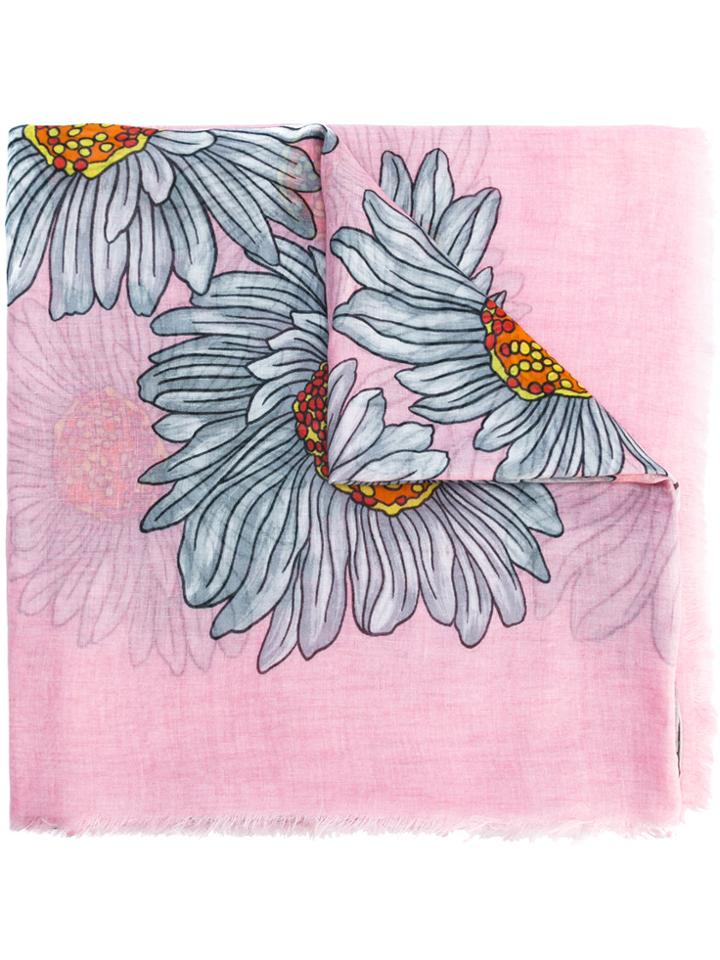 Gucci Gg Daisy Print Scarf - Pink & Purple