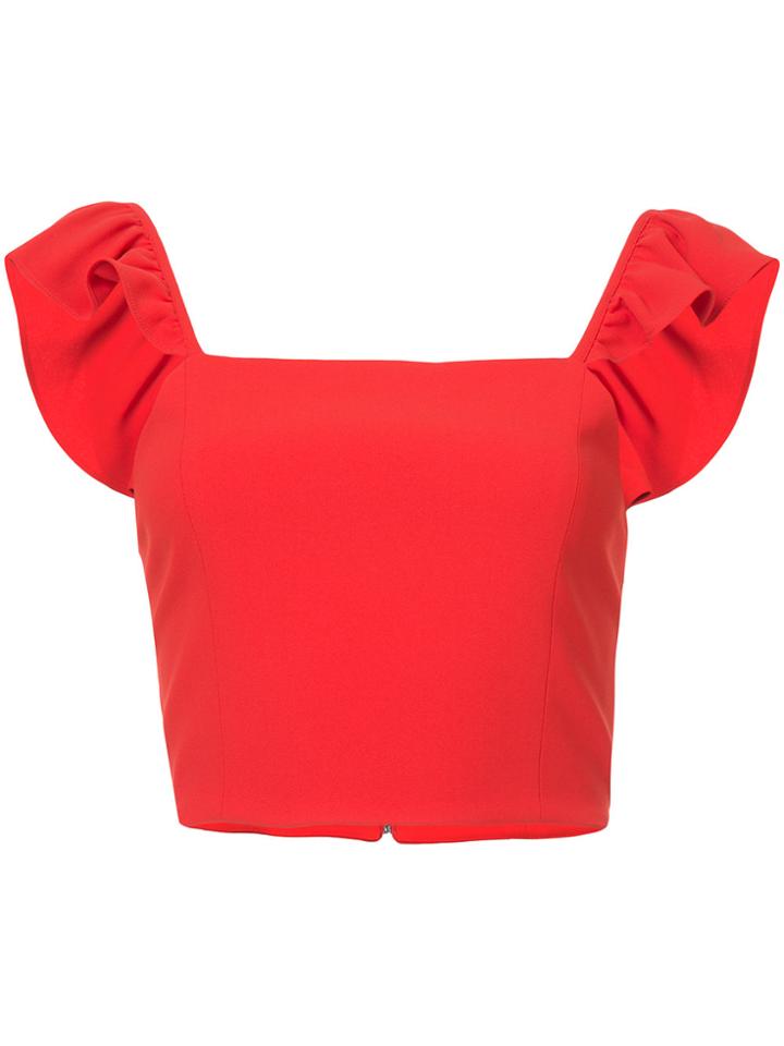 Alice+olivia Cropped Ruffle-strap Top - Red