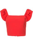 Alice+olivia Cropped Ruffle-strap Top - Red