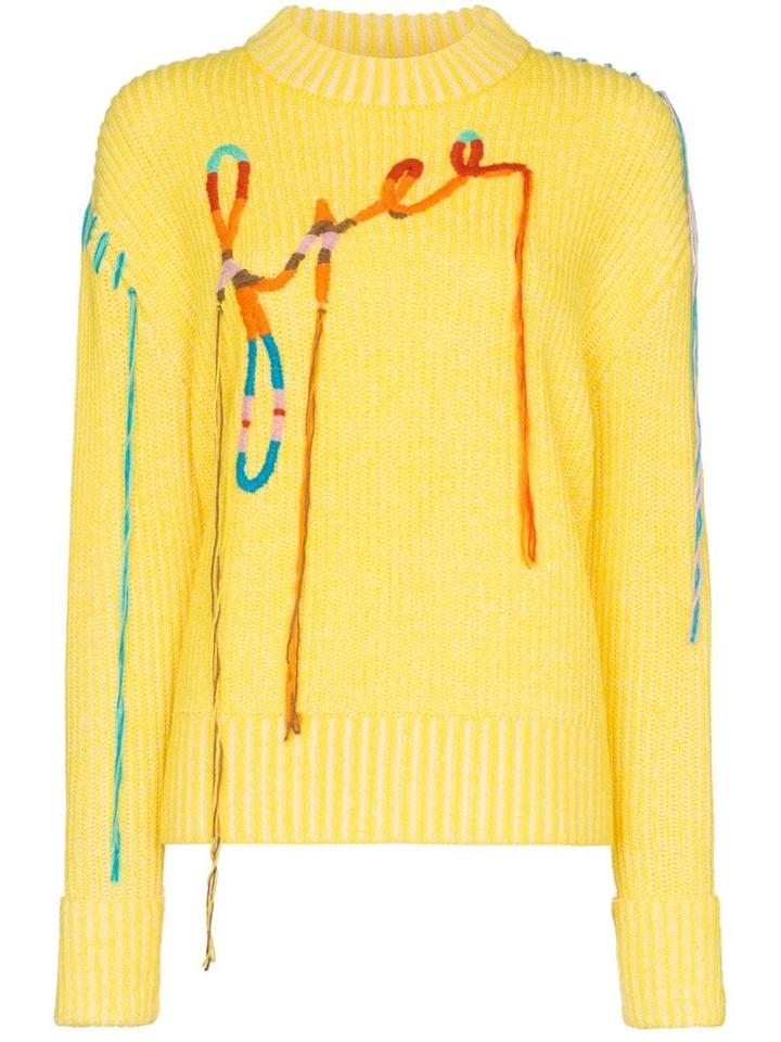 Mira Mikati Embroidered Ribbed Jumper - Yellow