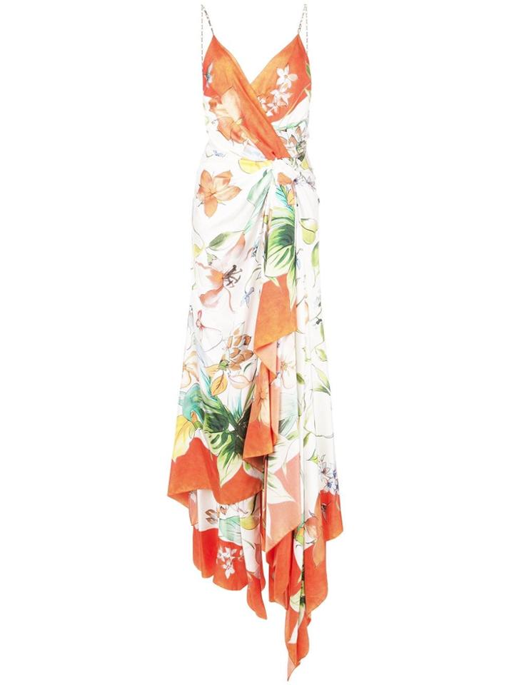 Carolina Herrera Floral Wrap Maxi Dress - Orange