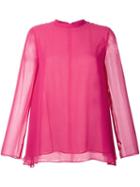 H Beauty & Youth. Flared Blouse, Women's, Size: Medium, Pink/purple, Silk/polyester/polyurethane