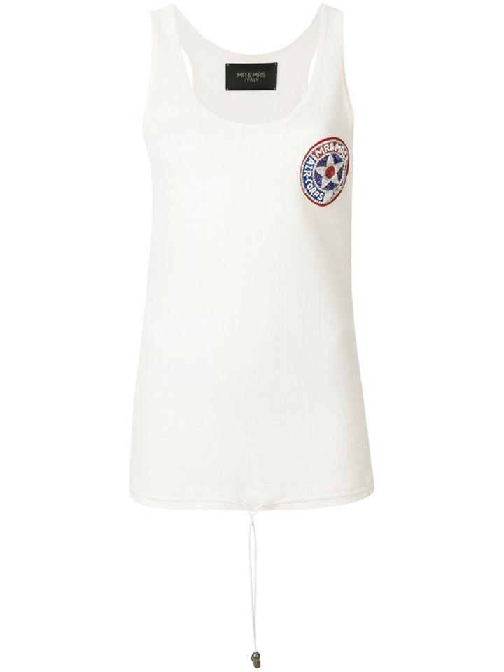 Mr & Mrs Italy Chest Patch Drawstring Tank - Nude & Neutrals