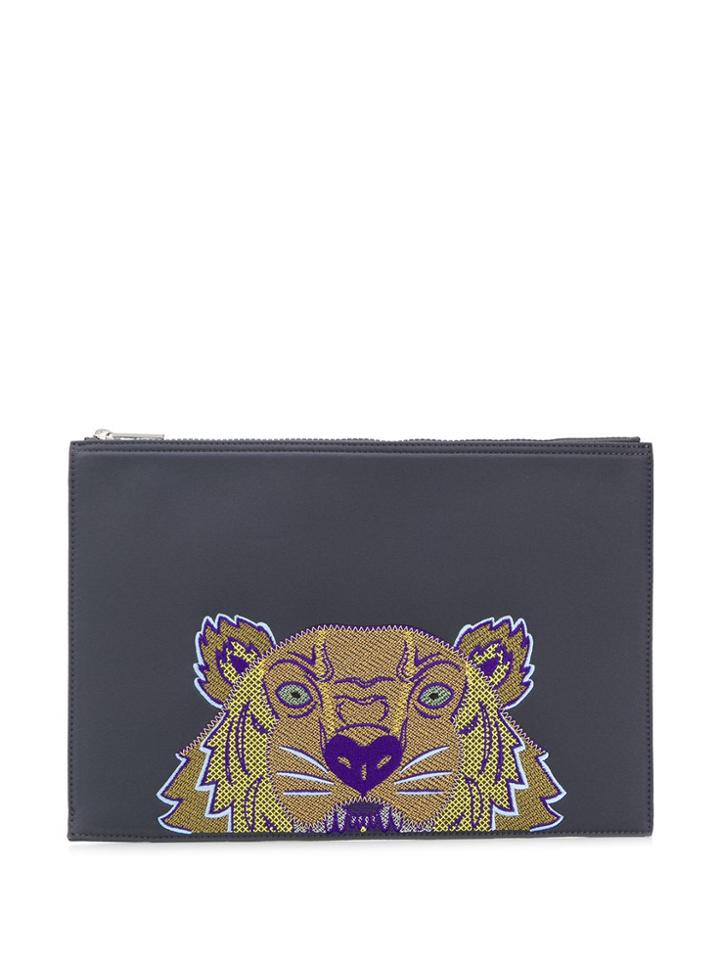 Kenzo Emb Tiger Head Document Holder - Grey