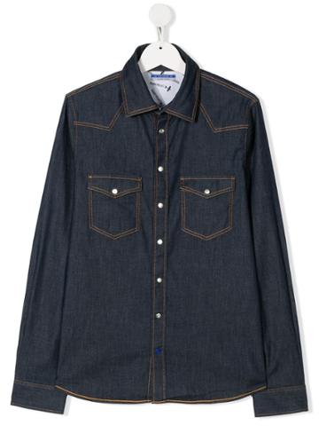 Jacob Cohen Junior Teen Contrast Seam Denim Shirt - Blue