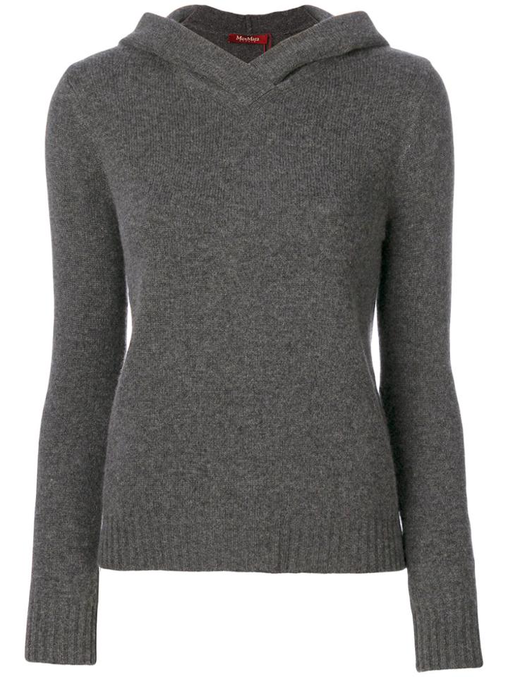Max Mara Studio Knit Hooded Top - Grey