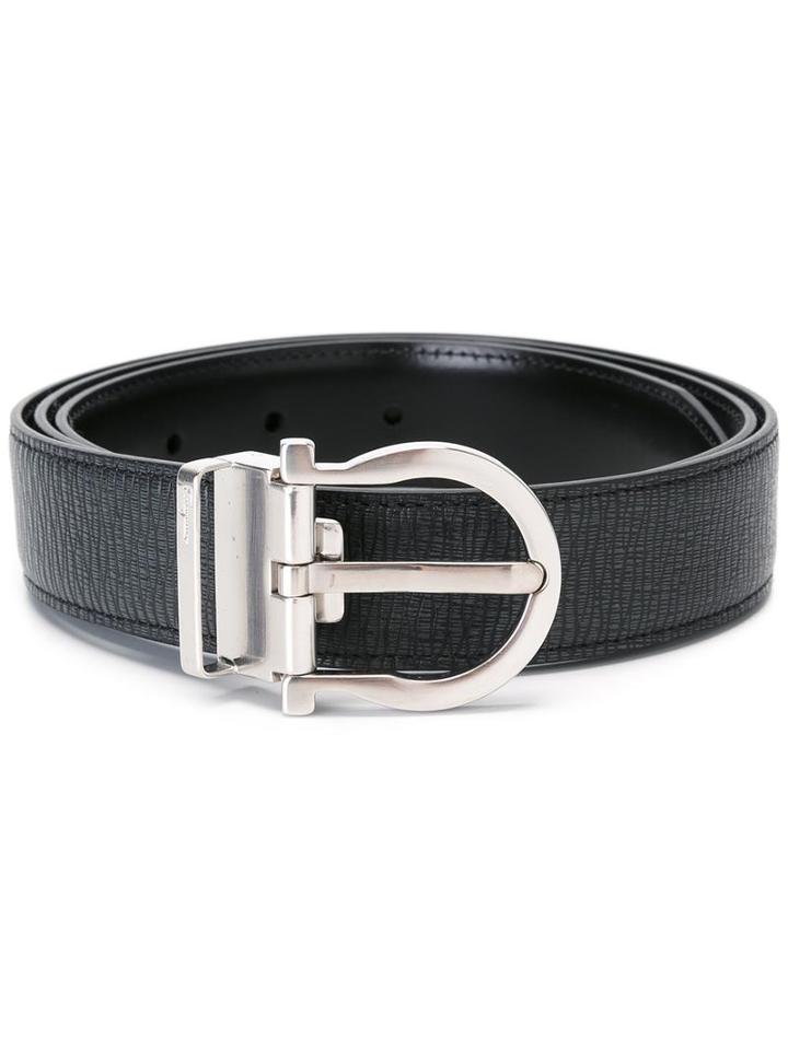 Salvatore Ferragamo Adjustable Belt, Men's, Size: 85, Black, Calf Leather/metal
