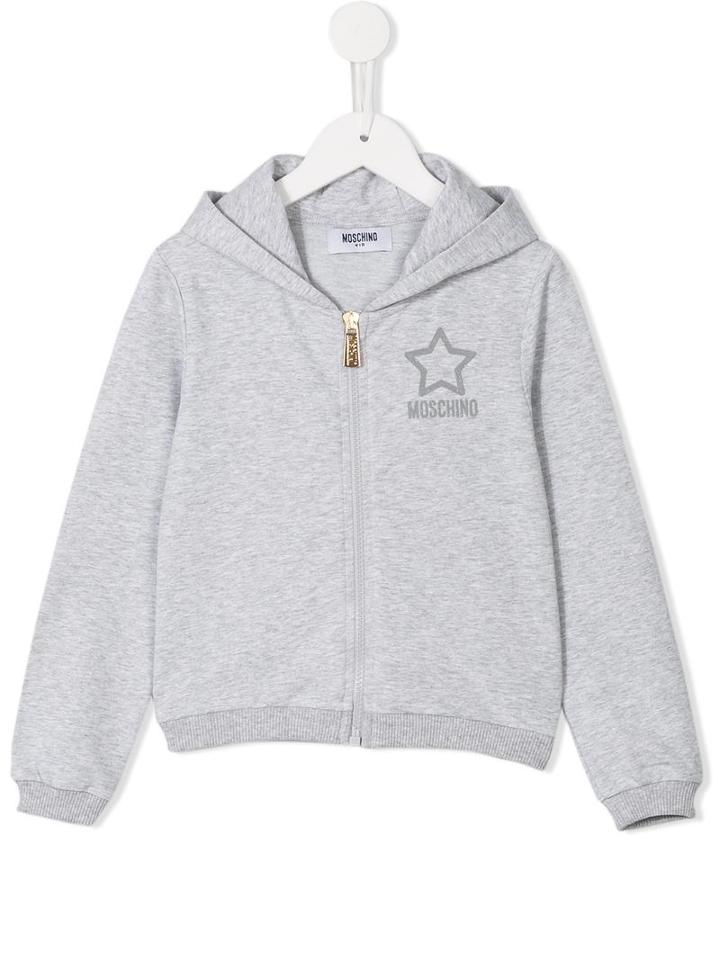 Moschino Kids Glitter Star Hoodie, Girl's, Size: 6 Yrs, Grey