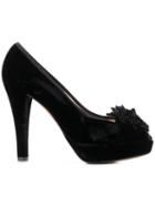 Moschino Pre-owned 1990's Flower Appliqué Pumps - Black