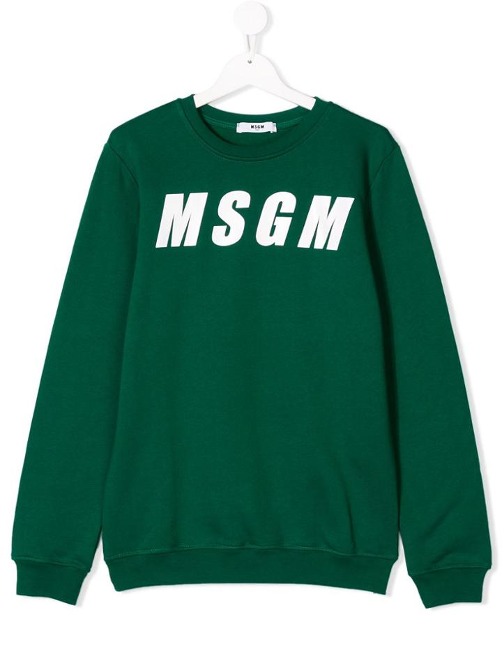Msgm Kids Teen Logo Printed Sweatshirt - Green