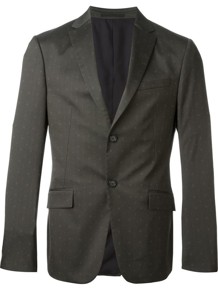 Z Zegna Dotted Blazer, Men's, Size: 52, Green, Cupro/cotton/polyamide/spandex/elastane