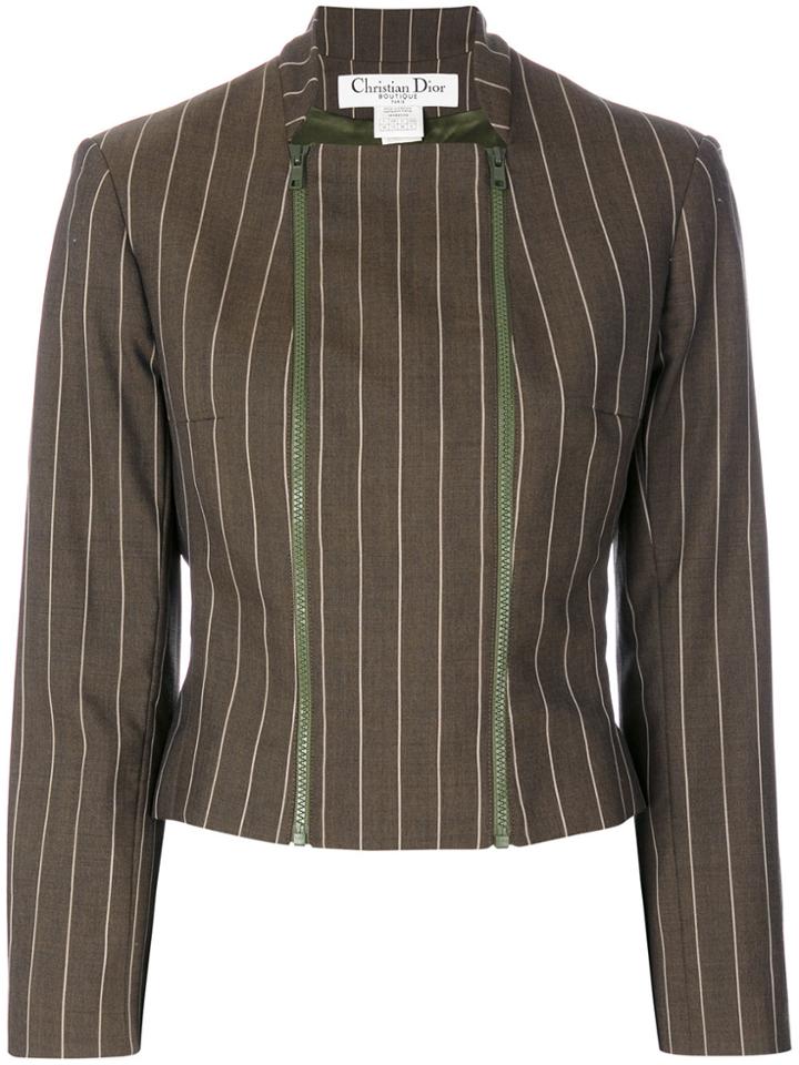 Christian Dior Vintage Pinstriped Jacket - Brown