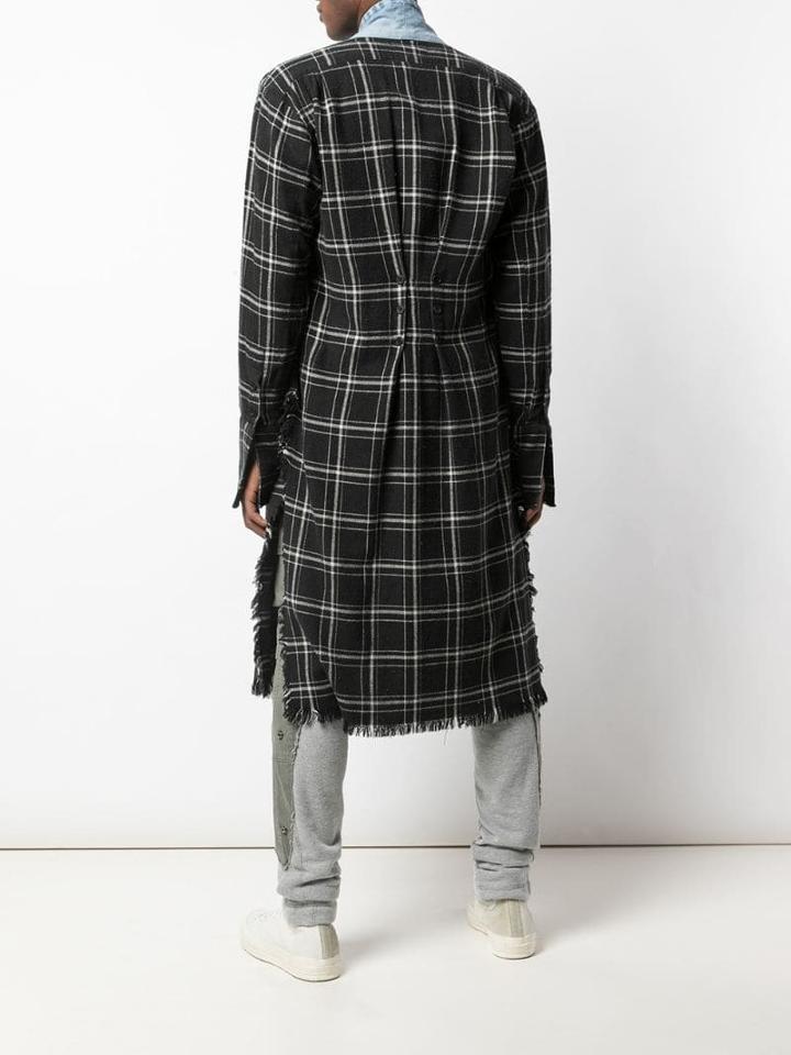 Greg Lauren Check Flannel Shirt Jacket - Black