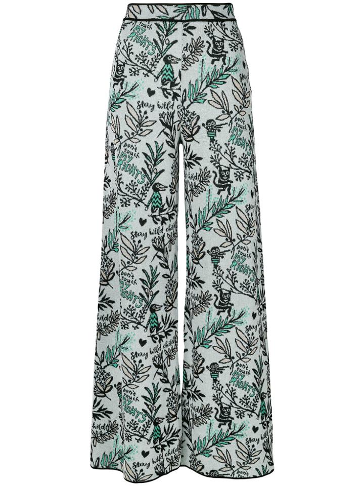 M Missoni Floral Flared Trousers - Blue