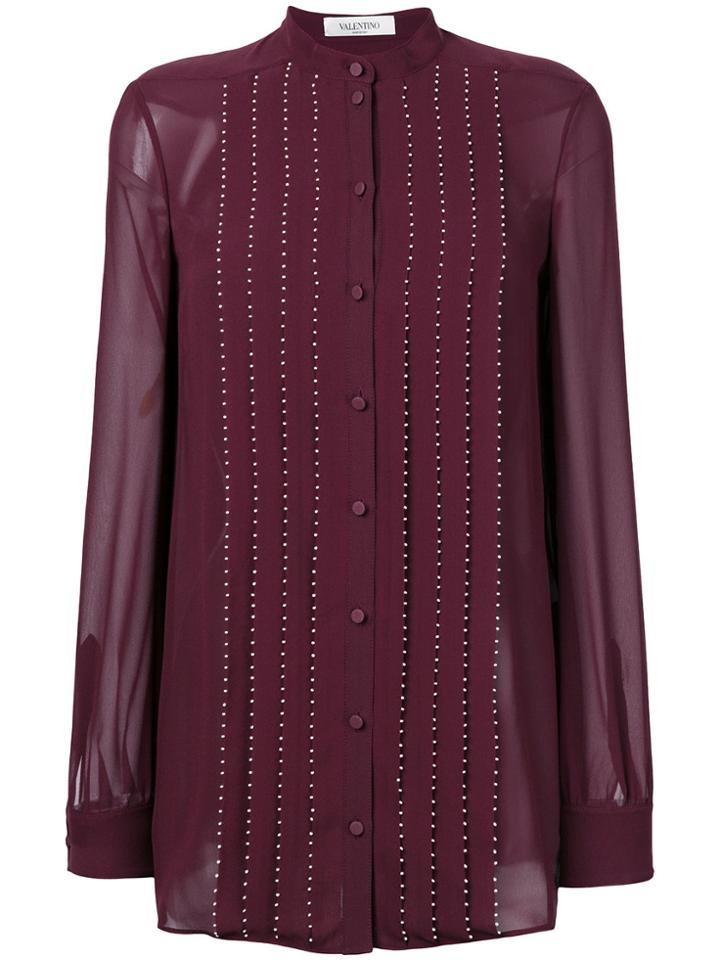 Valentino Embellished Pleated Blouse - Pink & Purple